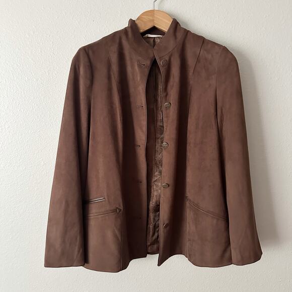 Soft Surroundings Mylitta Brown Faux Suede Jacket Women’s Size Small snap front - Picture 1 of 12
